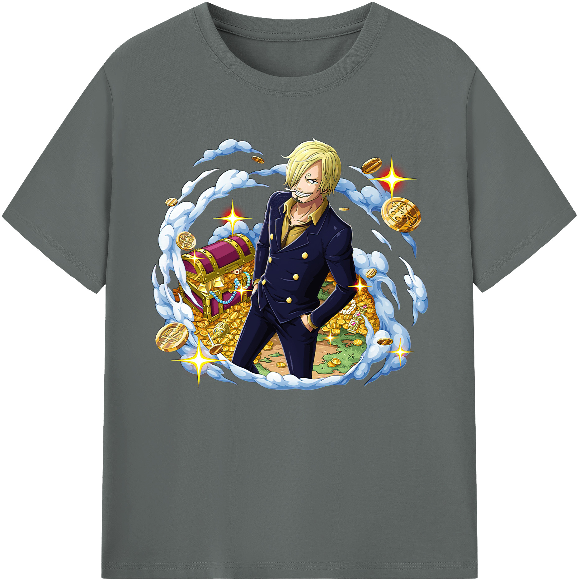 （画像用） ワンピース サンジ ONE PIECE Sanji 綿100％ メンズ半袖Tシャツ｜肌触りやわらか＆通気性